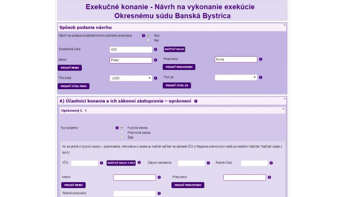 navrh na vykonanie - ezaloby - printscreen